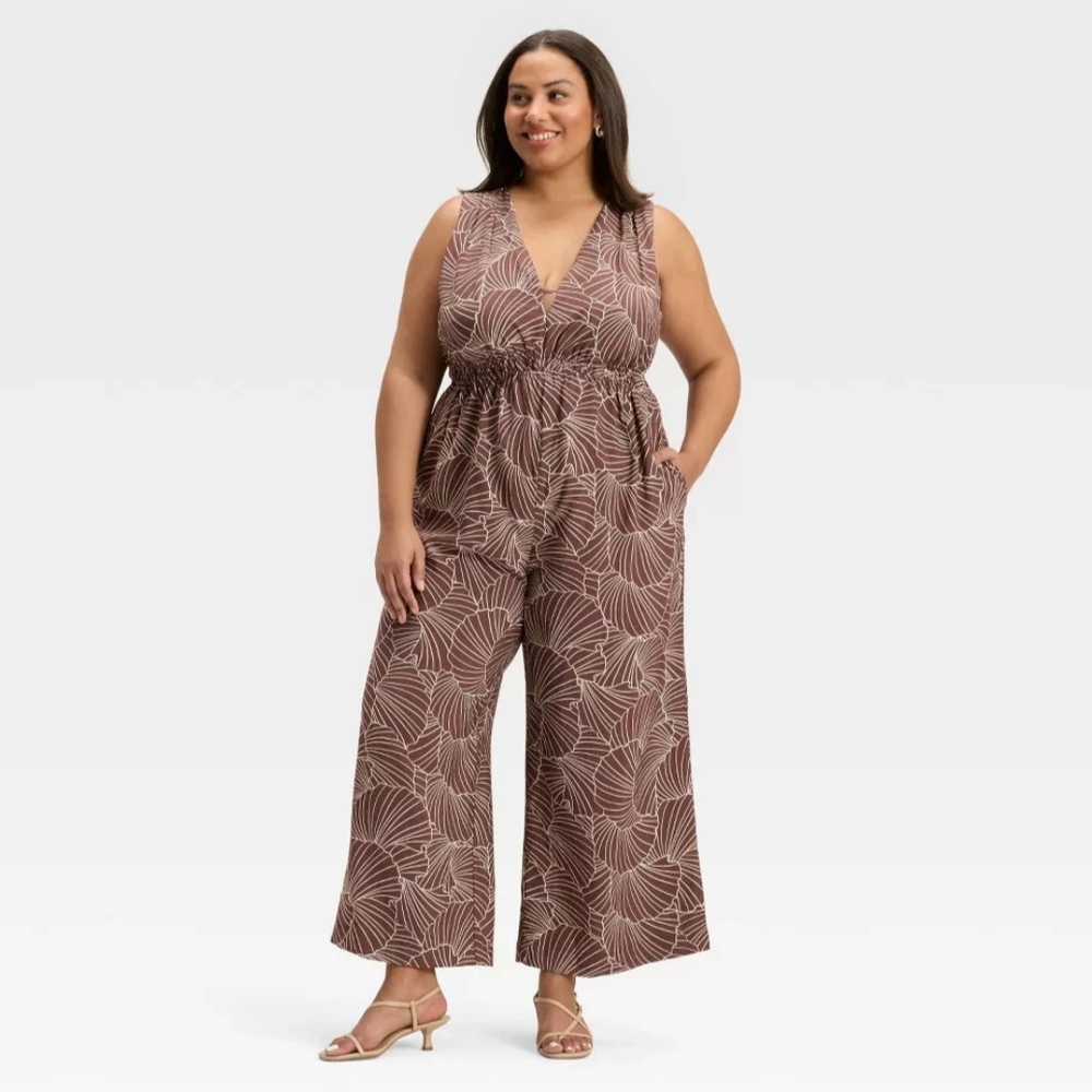 NWT Brown Printed Jumpsuit Size 3X